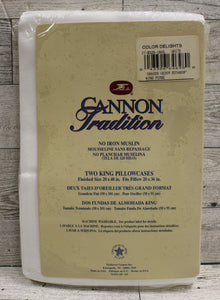 Cannon Tradition Pack of 2 King Pillowcases - No Iron Muslin - White - New