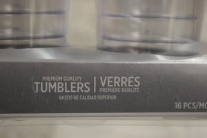 Elegant Clear with Silver Trim Premium Plastic 16oz. Tumblers - New