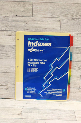 Indexes 5-Tab Binder Dividers Insertable Multicolor -New