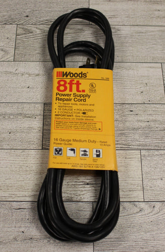 Woods 8 Ft Power Tool Supply Repair Cord - 16 Gauge Medium Duty - New