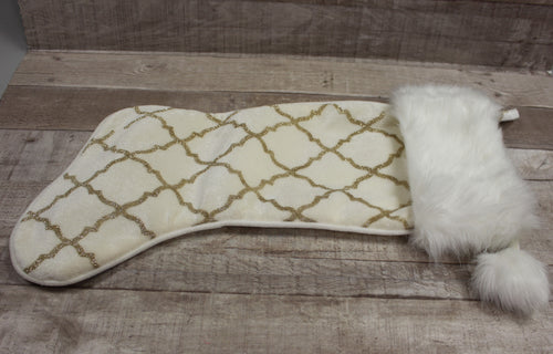 New Traditions White with Gold Christmas Stocking - 20