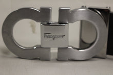 Load image into Gallery viewer, Salvatore Ferragamo Men's Black Leather Belt with Silver Buckle - 46-1/2" - Used