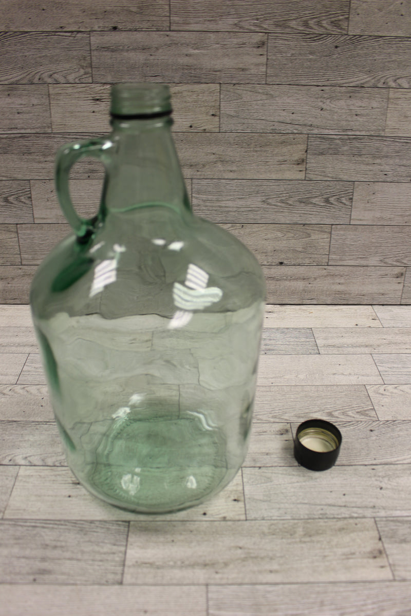 Vintage Green Glass Jug with Finger Loop - 12-3/4