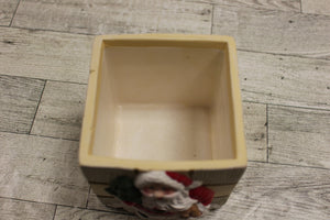 Christmas Santa Ceramic Square Holiday Cube for Candles or Crafts - New