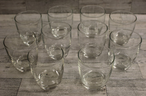 Vintage Old Fashion Clear Glasses - Set of 10 - Used