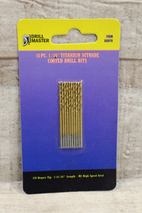Drill Master 10-Piece 1/16" Titanium Nitride Coated Drill Bits -New
