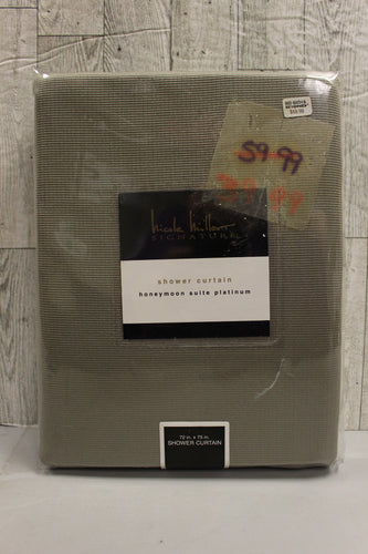 Nicole Miller Signature Shower Curtain - Honeymoon Suite Platinum - 72x75 - New