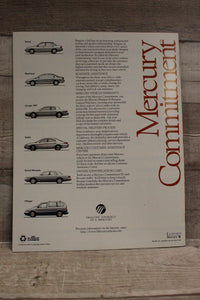 Vintage 1996 Mercury Vehicle Lineup Brochure Catalog -Used