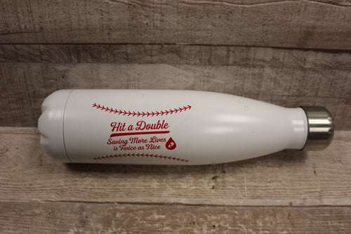Hit A Double Saving Lives Is Twice As Nice Metal Water Bottle -White -Used