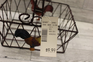 Rooster Chicken Wire Basket Home Farm Decor - New