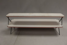 Load image into Gallery viewer, Vintage 1950s White Enamel Tin 2-Tier Collapsible Spice Rack - Used