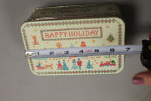 Load image into Gallery viewer, Vintage Cross Stitch Happy Holiday Christmas Tin - Rectangular Shaped- Used