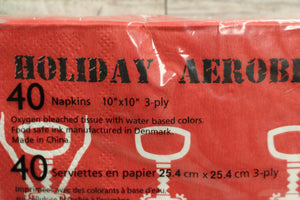 EveArt Christmas Holiday Aerobics Napkins - 10" x 10" - 40 Count - New