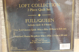 Loft Collection 3 Piece Quilt Set - Charlot - Full/Queen - New