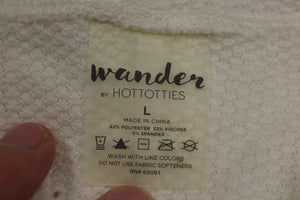 Wander Hotties Waffle V-NeckTunic - Ivory - Large - New