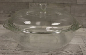 Pyrex 024 2.12 Qt Clear Glass Round Casserole Baking Dish with Lid - Used