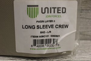 United Long Sleeve Base Crew T-Shirt - Large Regular - Sand Tan - Choose Layer