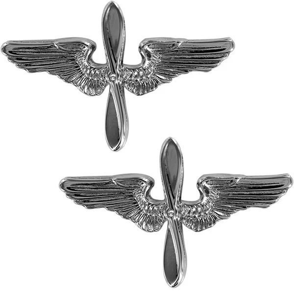 Vanguard Air Force Academy Collar Device: Wings & Propeller - Silver - New