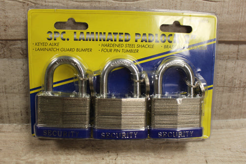 Laminated Security Padlock Set Of 3 -New