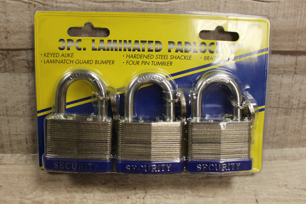 Laminated Security Padlock Set Of 3 -New