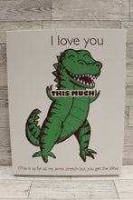 Load image into Gallery viewer, Dinosaur T-Rex “I Love You This Much” Canvas Wall Art -11&quot; x 14&quot; - Used