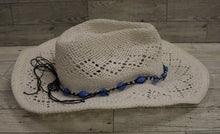 Load image into Gallery viewer, Vamuss Women’s Cowboy Hat With Beaded Trim - White - Boho Hip - Used