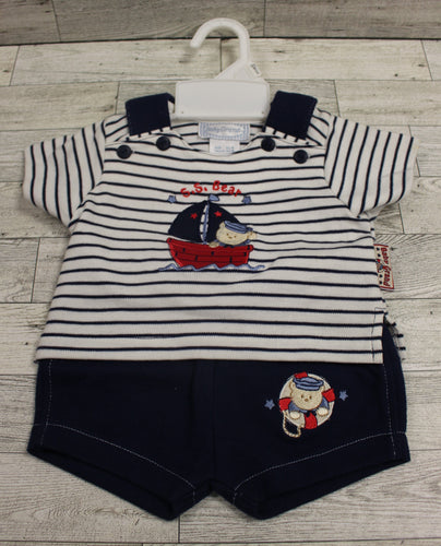 Baby Grand Little Sailor S.S. Bear Top & Shorts - Size: 0-3 Months - New