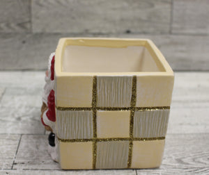 Christmas Santa Ceramic Square Holiday Cube for Candles or Crafts - New