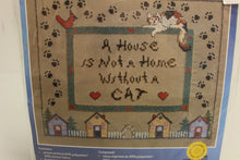 Load image into Gallery viewer, Janlynn Stamped Cross Stitch Kit - A House Is Not A Home Without A Cat - New