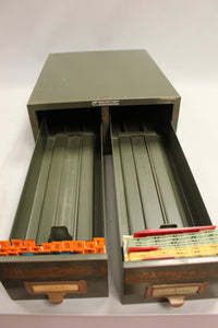 Vintage Steelmaster Metal 2 Drawer 3" x 5" Card File Box - Used