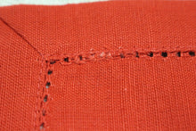 Load image into Gallery viewer, Pack of 12 Hemstitch Cloth Cocktail Napkins - 6 inch - Red - Used