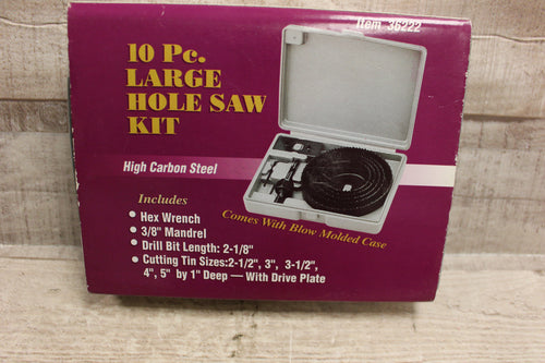 Harbor Freight 10-Piece Hole Saw Kit High Carbon Steel NO. 36222 -New