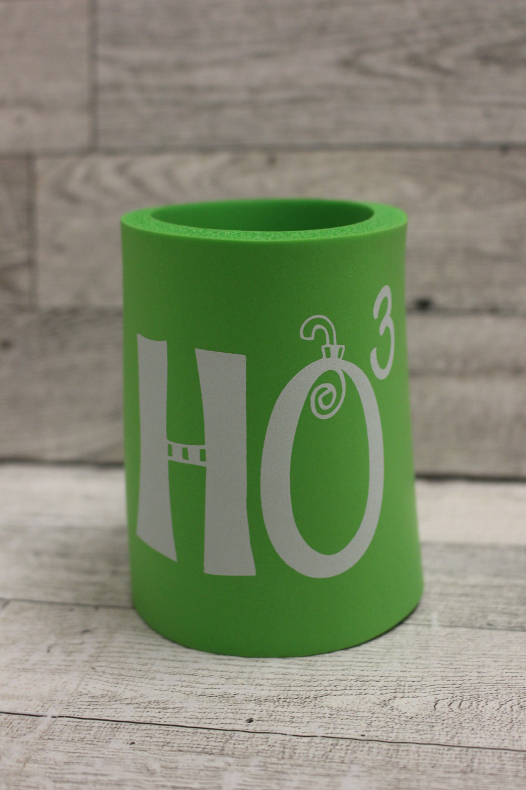 Christmas HO 3 Can Coozie - Lime Green - New
