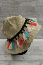 Load image into Gallery viewer, Women's Tan Sun Hat with Tassels - Size: S-M/CH-M - Used