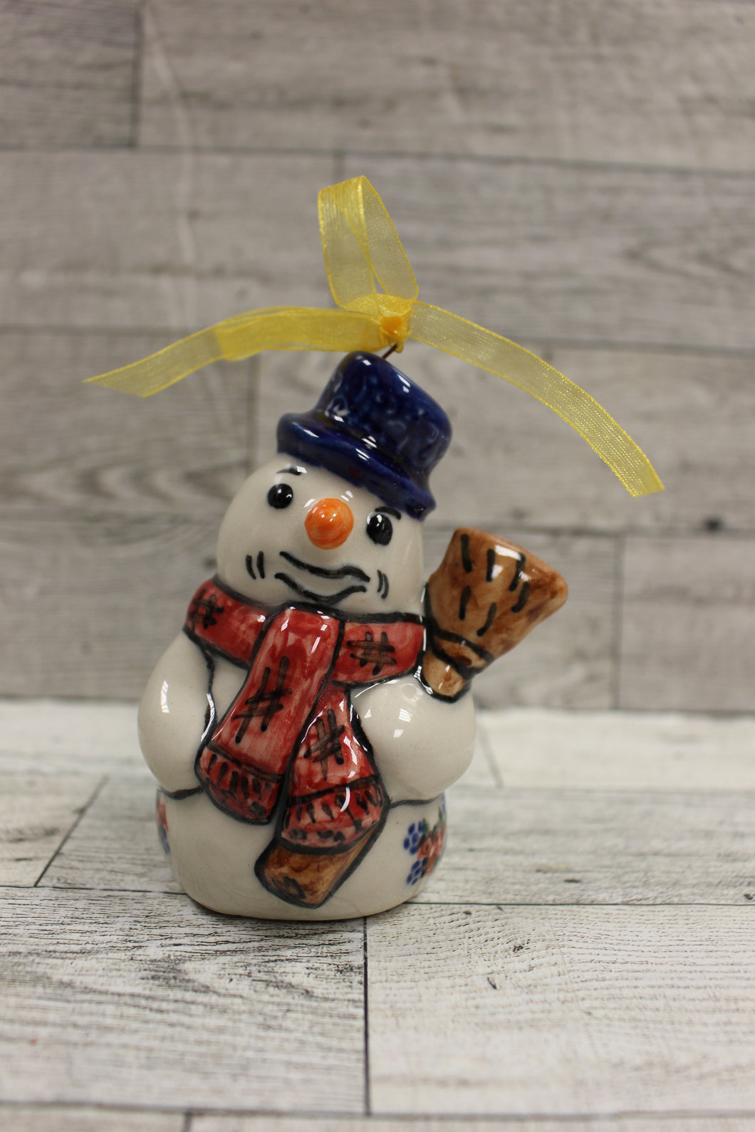Vena Standing Snowman Ornament - Red Scarf and Snowflakes - 4