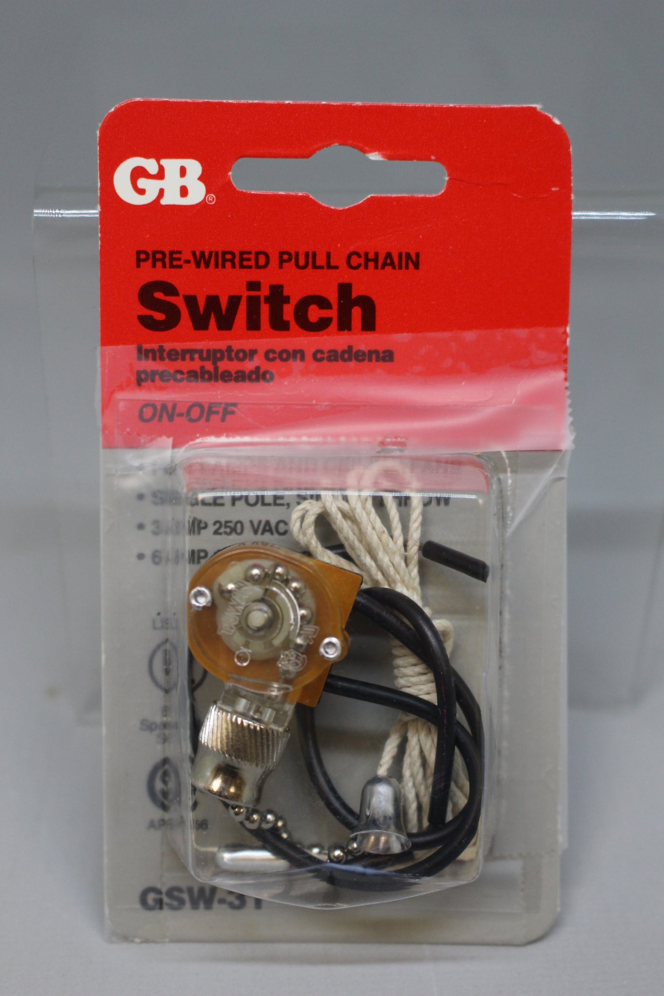GB Pre-Wired Pull Chain On Off Switch - Single Pole - GSW-31 - New ...