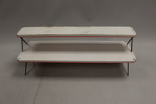 Load image into Gallery viewer, Vintage 1950s White Enamel Tin 2-Tier Collapsible Spice Rack - Used