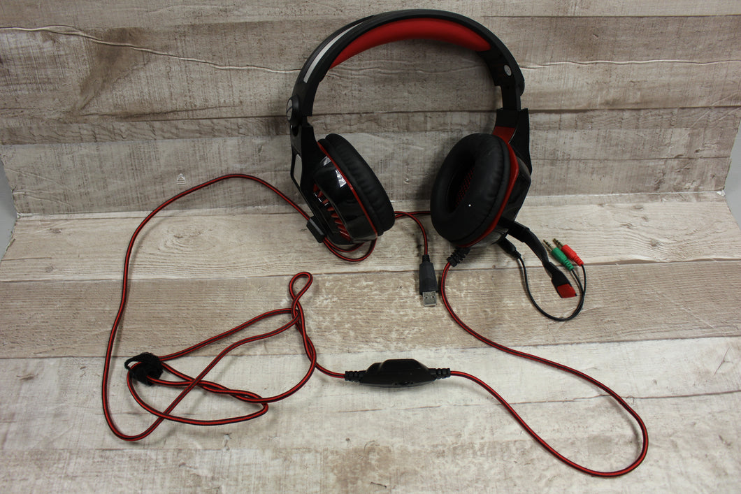 Beexcellent 3.5mm Wired Gaming Headsets -Red -Used