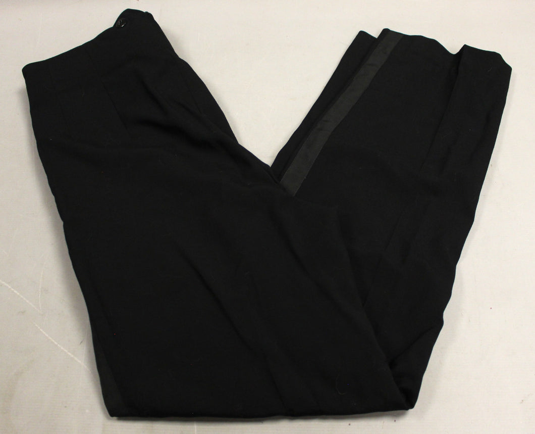 Men's Mess Dress Pants with Satin Stripe - Black - Waist: 34