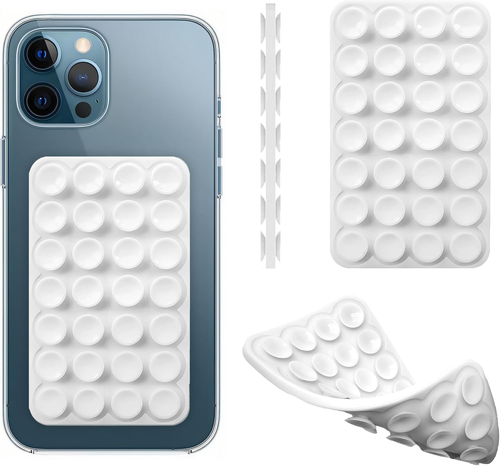 Silicone Adhesive Suction Cup Phone Mount for Selfies & Videos - Clear - 3 Pack