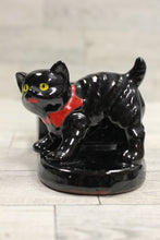 Load image into Gallery viewer, Vintage Black Cat Ashtray Set - 4 Double Holder Trays Match Vase - Used