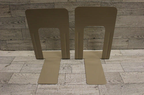 Vintage Beige Metal Bookend - Set of 2 - Used