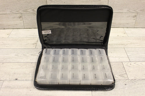 7 Day 4 Compartment Pill Case with Cover - Braille & English - Used
