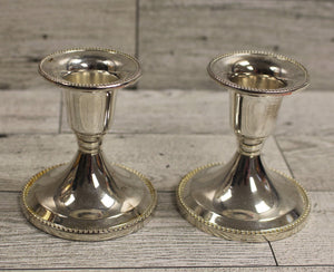 Set of 2 Regent Square 2.5" Tarnish Free Silver Plated Candle Holders - Used