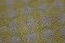 Load image into Gallery viewer, Vintage Yellow &amp; White Gingham Blanket w/ Satin Trim - Yellow - 76" x 82" - Used