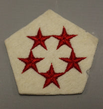 Load image into Gallery viewer, WWII US 5th Army Corps 1st Design White Wool with Red Stars Patch - Sew On -Used