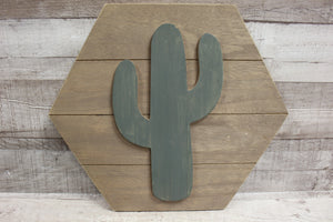 Wooden Cactus Wall Decor Sign 13"x11" -New