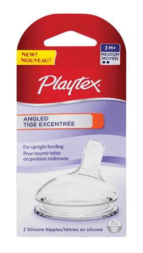 Playtex Angled Silicone Nipples - Medium Flow - 2 Count - New