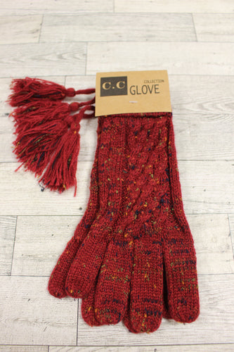C.C. Burgandy Confetti Women's Gloves with Tassel- New