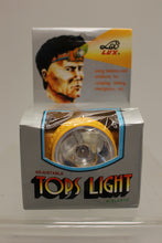 Load image into Gallery viewer, Vintage LUX Head Lamp - Yellow with Rainbow Strap - Used